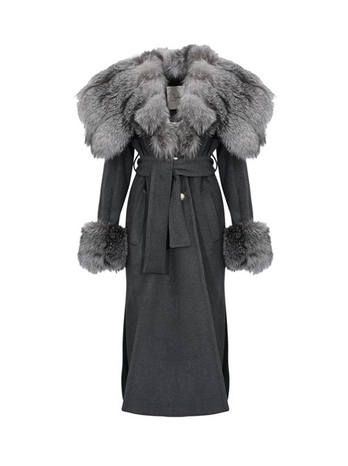 Cappotto 1214 effetto lana con pelliccia di volpe Grigio YES LONDON | CD1214GRIGIO